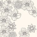 Outlined Doodle Flowers Vector