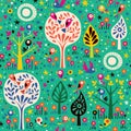 Pattern With Birds In The Trees