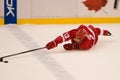 Pavel Datsyuk of The Detroit Red Wings Streches Out