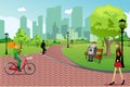 People In A City Park