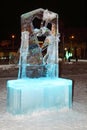 PERM, RUSSIA - JAN 11, 2014: Illuminated Figure skater sculpture