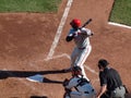 Phillies Ryan Howard holds bat on shoulder in the batters box during as he waits for pitch with Buster Posey