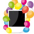 Photo frame with balloons greeting card Stock Photos
