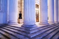 Pillars and steps at night