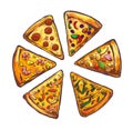 Pizza fast food illustration icon