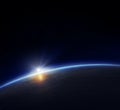Planet Earth With Rising Sun