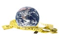 Planet Earth Yellow Measuring Tape Isolated