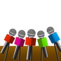 Press room microphones Royalty Free Stock Images