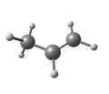 Propene (propylene) molecular structure on white background