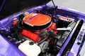 Purple Sports Car V8 Engine