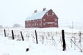 Red Barn in Winter Storm