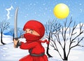 A red ninja in the snow