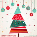 Retro Christmas Card With Tree...