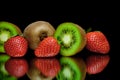 Ripe Kiwi And Strawberry On A ...