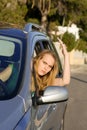 Road rage, angry woman in car