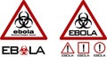 Warning sign with biohazard symbol and ebola text