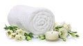 Rolled Towel With Flowers