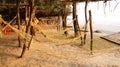 Rope hammocks in a beach in India. Royalty Free Stock Images