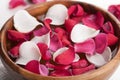 Rose petals in bowl