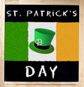 Saint Patrick s Day and Irish Flag on Blackboard