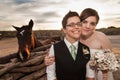 Same Sex Newlyweds With Horse