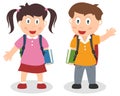 School Kids With Bag And Book