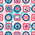 Seamless childish pattern with cute stamps