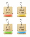 Set of big sale paper labels with colorful ribbons eps vector illustration Stock Image