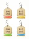 Set of big sale paper labels with colorful ribbons eps vector illustration Royalty Free Stock Photos
