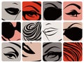 Set Of Female Face Parts. Vect...