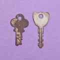 Set Of Vintage Keys On A Purpl...