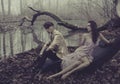 Sexy Couple Over Nature Backgr...