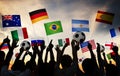 Silhouettes of People Gathered for 2014 FIFA World
