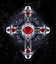 Silver Cross With Rubies