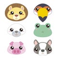 Six Cute Cartoon Animal Head