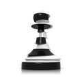 Sliced black and white pawn isolated on white