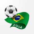 Soccer ball Geometric on Flag of Brazil 2014.Vector Illustration