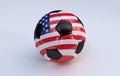 Soccer ball with USA flag