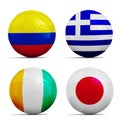 Soccer balls with group C teams flags, Football Brazil 2014.