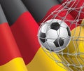 Soccer Goal. German flag with a soccer ball.