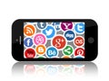 Social Media Icons on Smart Phone Screen