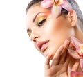 Spa Girl With Orchid Flowers
