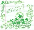 St Patricks Day Lucky Four Leaf Clover Doodle