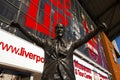 Statue of Bill Shankey at Liverpool Football Club stadium.