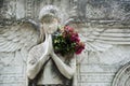 Stone Angel With Flowers