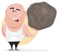 Strong Man Holding Big Boulder