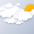 Sun And Clouds On Gray Sky Bac...