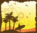 Surfer design in retro style Stock Photos