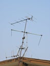 Television antenna on gable house in sunlight Royalty Free Stock Photos