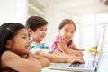 Three Asian Children Using Lap...